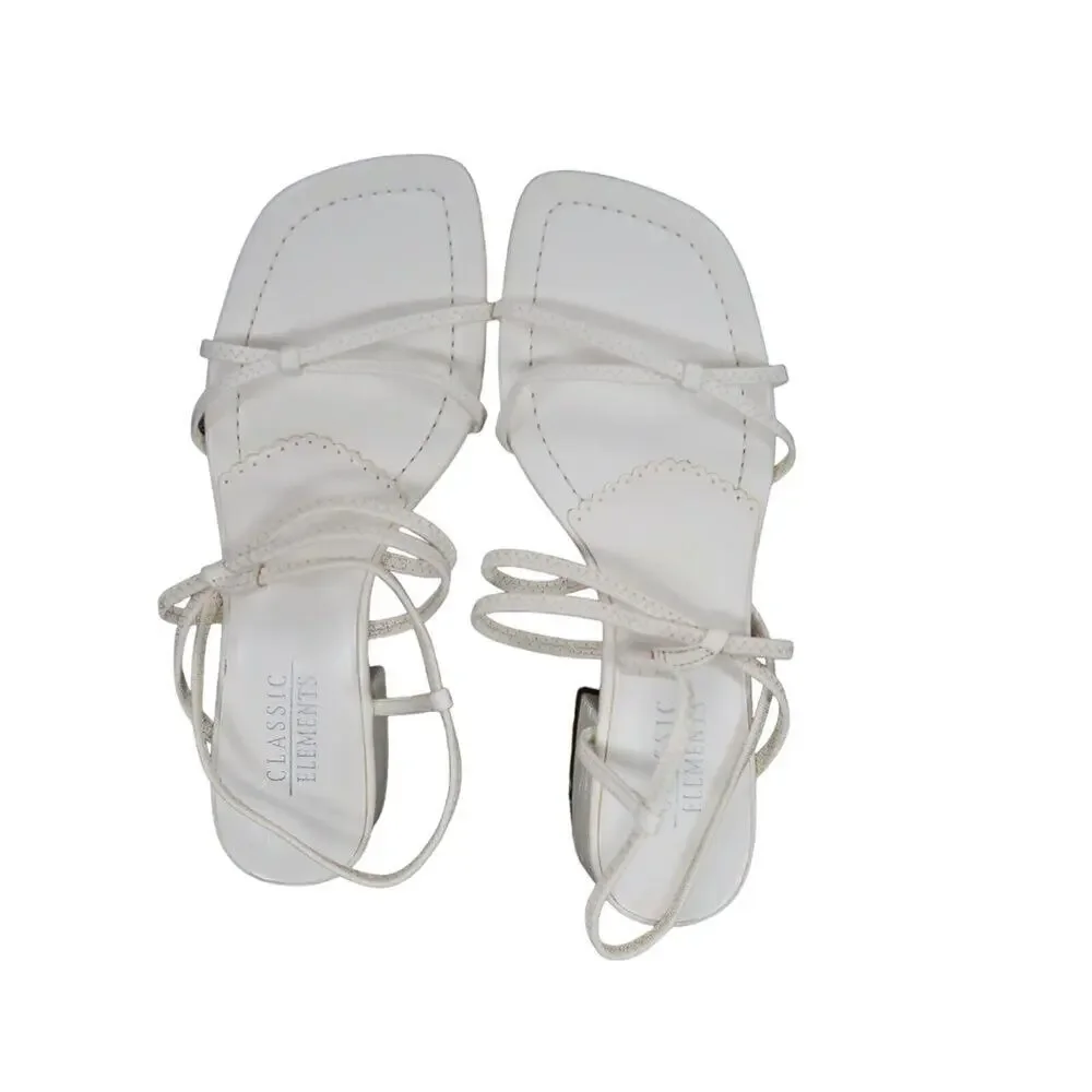 Classic Elements Shoes Womens 6 Sandal Pumps Strappy White Blcok Heel Fashion